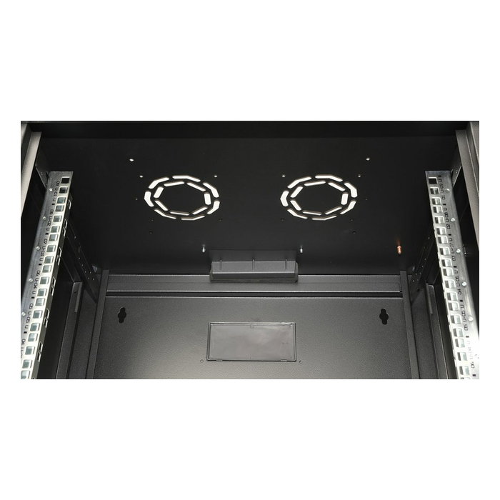 EQUIP EPM-09-6045-B-CBAA Gabinete de pared de 9U con puerta de vidrio templado, 600x450x505 mm, negro, incluye kit de montaje