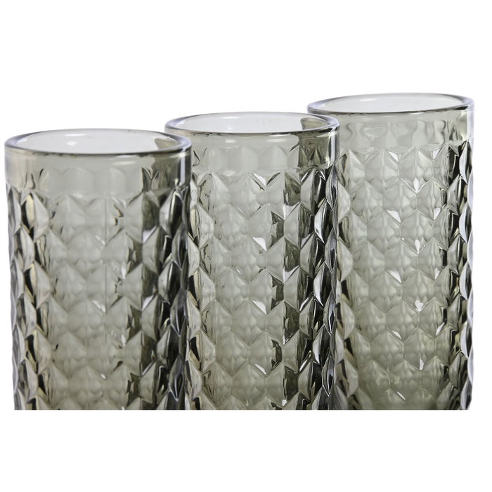 DKD Home Decor Set de 6 Copas de Cristal Vintage Garbo 150 ml Gris