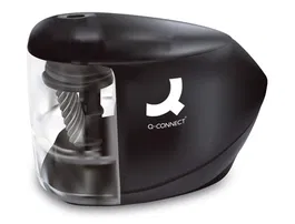 Q-connect Sacapuntas Eléctrico KF-18571 de Sobremesa con Adaptador o Pilas AA, Afila Muela Diámetros 6.5-8 mm