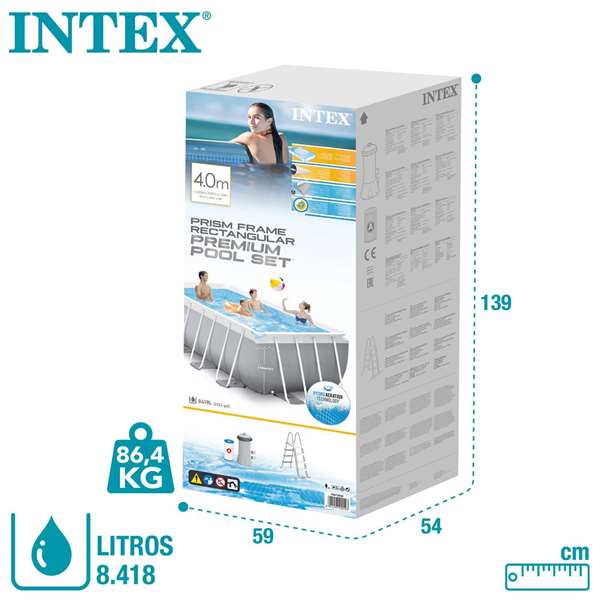 Intex Piscina Prism Frame Rectangular 400x200x122cm con Bomba de Filtro