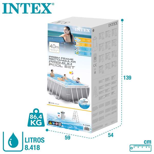 Intex Piscina Prism Frame Rectangular 400x200x122cm con Bomba de Filtro