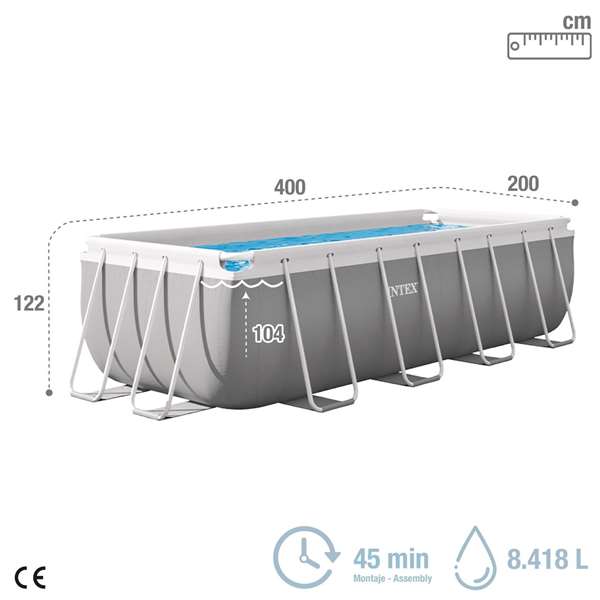 Intex Piscina Prism Frame Rectangular 400x200x122cm con Bomba de Filtro