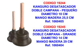 Rubi Desatascador Doble Campana Grande con Mango Ø=14cm