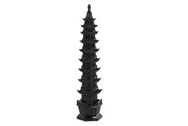 DKD Home Decor Pagoda Decoración Oriental Negro Resina 9 x 41 x 9 cm