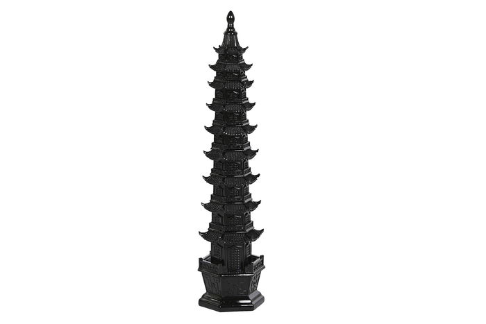 DKD Home Decor Pagoda Decoración Oriental Negro Resina 9 x 41 x 9 cm DKD Home Decor Pagoda Decoración Oriental Negro Resina 9 x 41 x 9 cm
