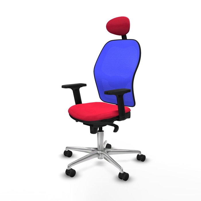 PIQUERAS Y CRESPO Silla de oficina Jorquera con mecanismo Sincro, Malla Azul y Tela Roja