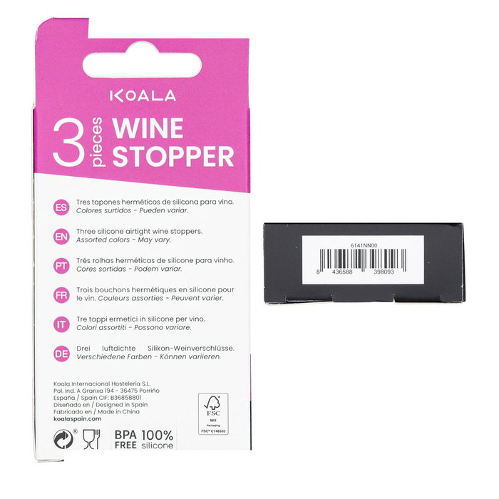 Set 3 Tapones Silicona y Polipropileno Tapones Formas Koala 3,4x6,5 cm