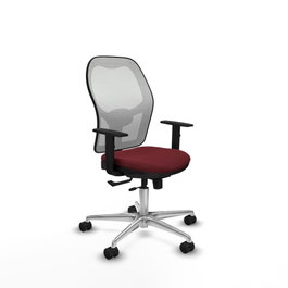 PIQUERAS Y CRESPO Silla de oficina Jorquera con mecanismo Sincro/Traslack, Granate y Blanco