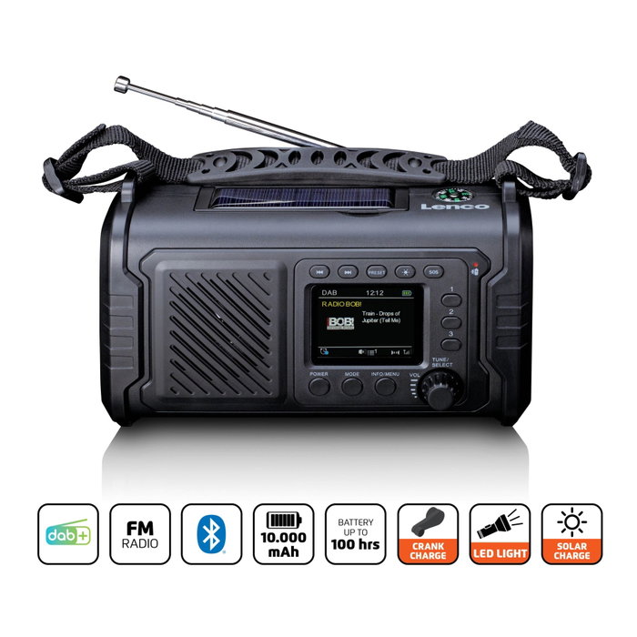 Lenco PDR-055 Radio de Emergencia Negra