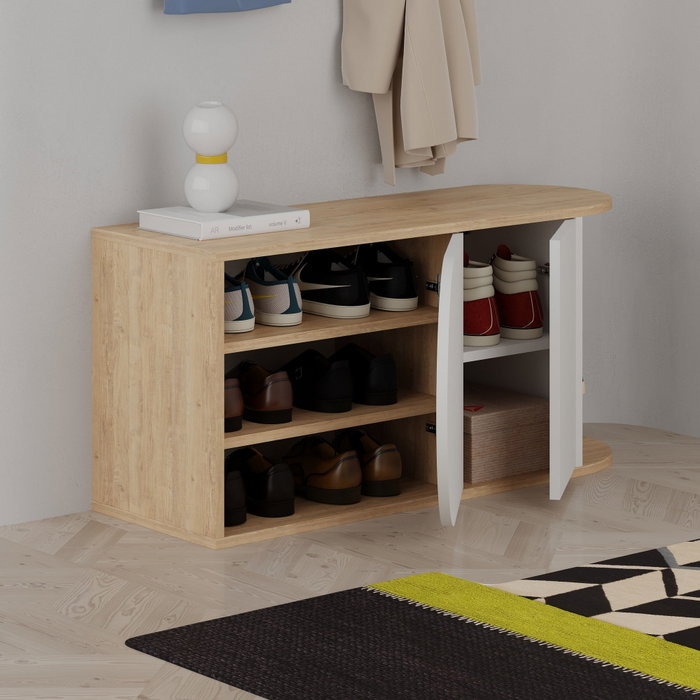 Hanah Home Zapatero Nova - Roble y Blanco - 104cm (ancho) x 50cm (alto) x 37cm (fondo) Hanah Home Zapatero Nova - Roble y Blanco - 104cm (ancho) x 50cm (alto) x 37cm (fondo)