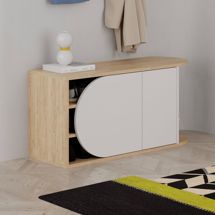 Hanah Home Zapatero Nova - Roble y Blanco - 104cm (ancho) x 50cm (alto) x 37cm (fondo) Hanah Home Zapatero Nova - Roble y Blanco - 104cm (ancho) x 50cm (alto) x 37cm (fondo)