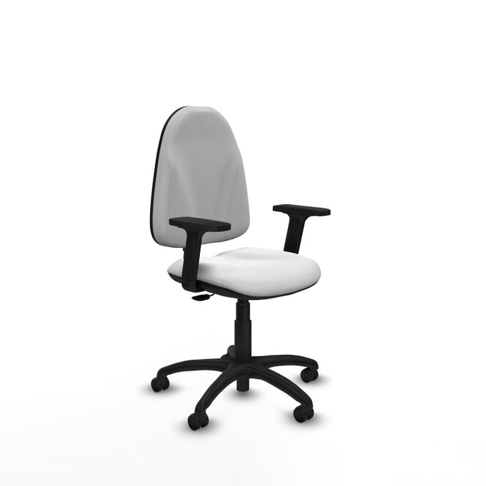 Silla de oficina Algarra con mecanismo Contacto permanente básico tapizada con Tela color Blanco. Equipada con Base poliamida negra, Brazos 2D y Ruedas autofrenantes Silla de oficina Algarra con mecanismo Contacto permanente básico tapizada con Tela color Blanco. Equipada con Base poliamida negra, Brazos 2D y Ruedas autofrenantes
