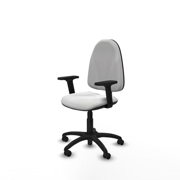 Silla de oficina Algarra con mecanismo Contacto permanente básico tapizada con Tela color Blanco. Equipada con Base poliamida negra, Brazos 2D y Ruedas autofrenantes Silla de oficina Algarra con mecanismo Contacto permanente básico tapizada con Tela color Blanco. Equipada con Base poliamida negra, Brazos 2D y Ruedas autofrenantes