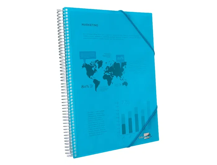 Liderpapel Carpeta Escaparate con Espiral, 20 Fundas, Polipropileno, DIN A4, Azul