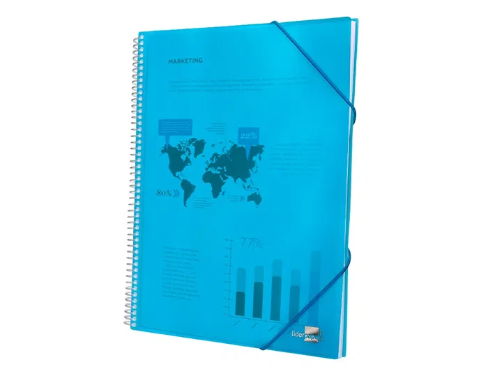 Liderpapel Carpeta Escaparate con Espiral, 20 Fundas, Polipropileno, DIN A4, Azul