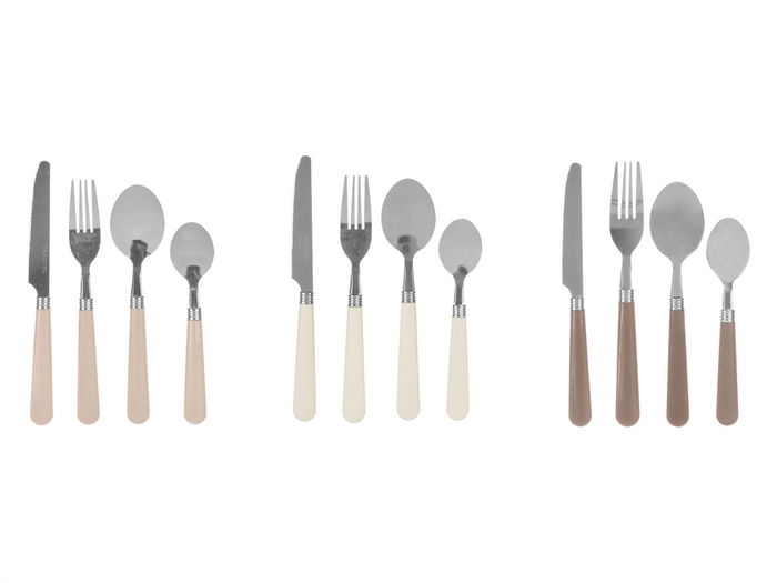 Kinvara Set 4 Cubiertos Surtidos Colores Tierra Acero y Plástico 4x22x4 cm (Set de 12)