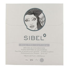 Sinelco Sibel Hojas de Aluminio Pre-Cortadas Plata 12 x 27 cm, 300 unidades, para mechas y decoloración