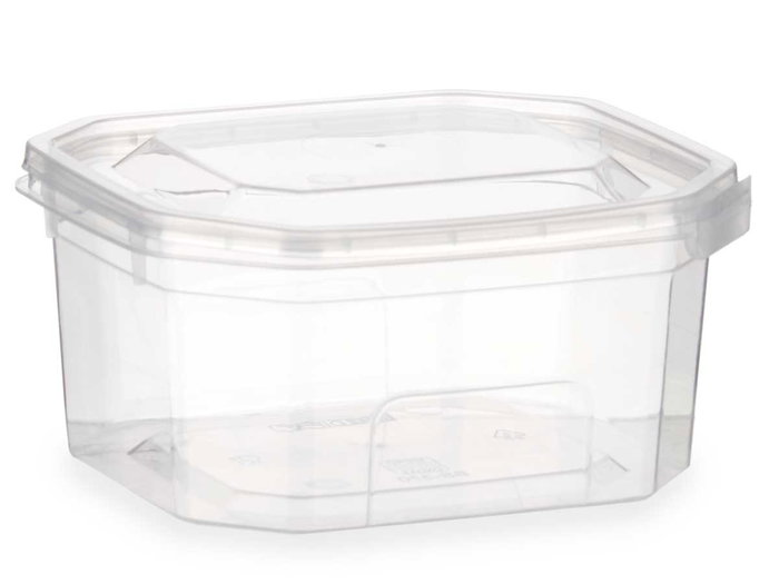 Leknes Fiambrera Plástico Rectangular 370ml Transparente 10.7x5.5x11.7cm con Cierre Hermético Apta Microondas (Set de 24)