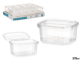 Leknes Fiambrera Plástico Rectangular 370ml Transparente 10.7x5.5x11.7cm con Cierre Hermético Apta Microondas (Set de 24)