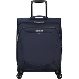 American Tourister Maleta de Cabina Spinner Summerride 55x40x23/25 cm, Expandible, 4 Ruedas Dobles, Cerradura TSA, Interior Recyclex, Azul Marino