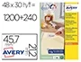 Avery Etiqueta Adhesiva Blanca Removible para Laser Ink-jet Fotocopiadora 45,7x21,2 mm Caja de 1200 Unidades
