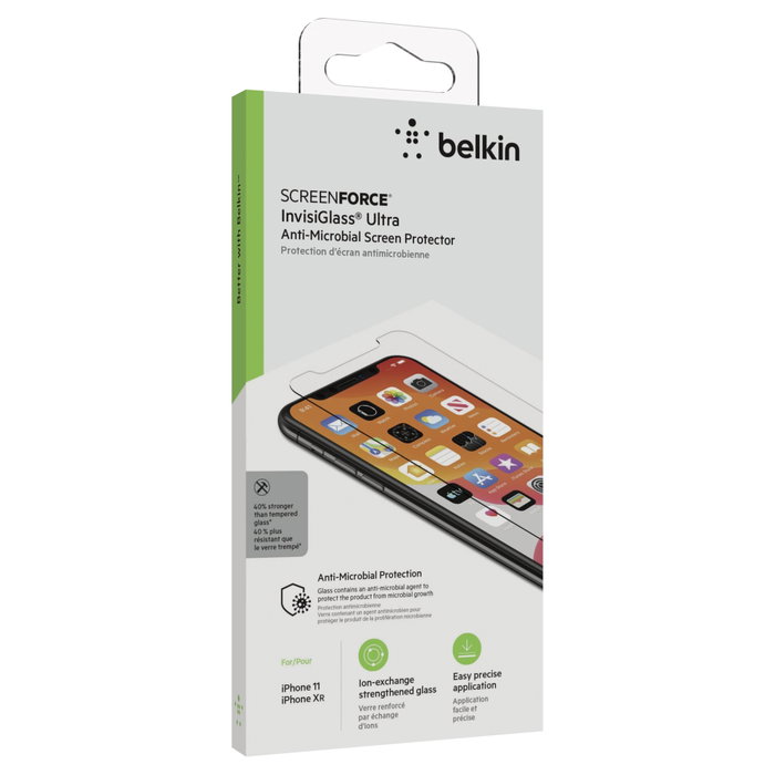 Belkin ScreenForce InvisiGlass Ultra antimicrobial para iPhone 11 / iPhone XR Belkin ScreenForce InvisiGlass Ultra antimicrobial para iPhone 11 / iPhone XR