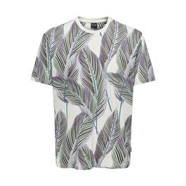 Camiseta de Manga Corta Hombre Only & Sons Onskobe Reg Banana Leaf Azul Blanco