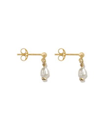 Rosefield Pendientes TOC Stud con pequeña perla Dorada