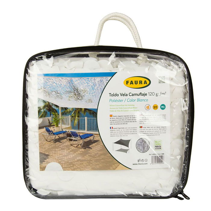 Faura Toldo Camuflaje Reversible Blanco 3 x 4 m con Tratamiento Anti-UV en Poliéster Faura Toldo Camuflaje Reversible Blanco 3 x 4 m con Tratamiento Anti-UV en Poliéster