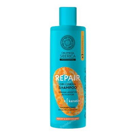 NATURA SIBERICA Oblepikha Champú Reparador de Queratina para Cabello, Vegano, Sin SLS y Parabenos, 400 ml