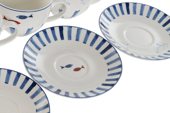 DKD Home Decor Conjunto de Taza y Platillo Finisterre Surtido
