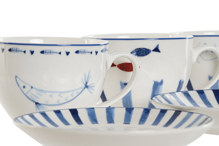 DKD Home Decor Conjunto de Taza y Platillo Finisterre Surtido