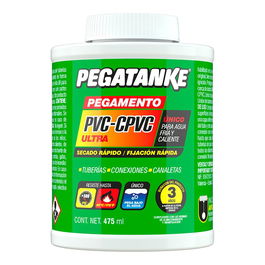 Pegatanke Pegamento para Tuberías PVC y CPVC, 475 ml - Unión Agua Fría y Caliente, Alta Resistencia +500 psi, 80°C, Aplicación en Húmedo o Seco