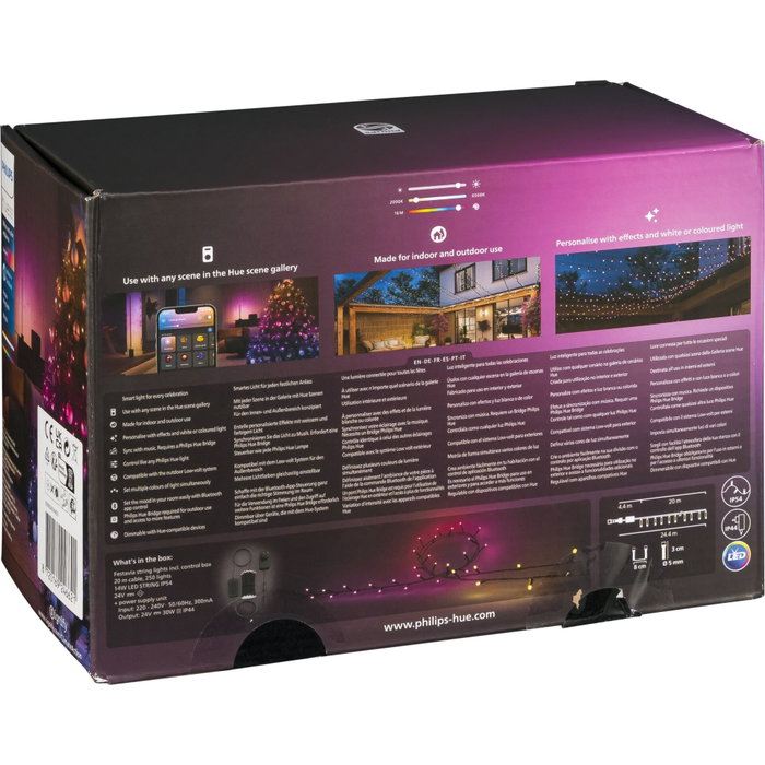 Philips Hue Festavia Guirnalda de luces de 20m con 250 LEDs inteligentes
