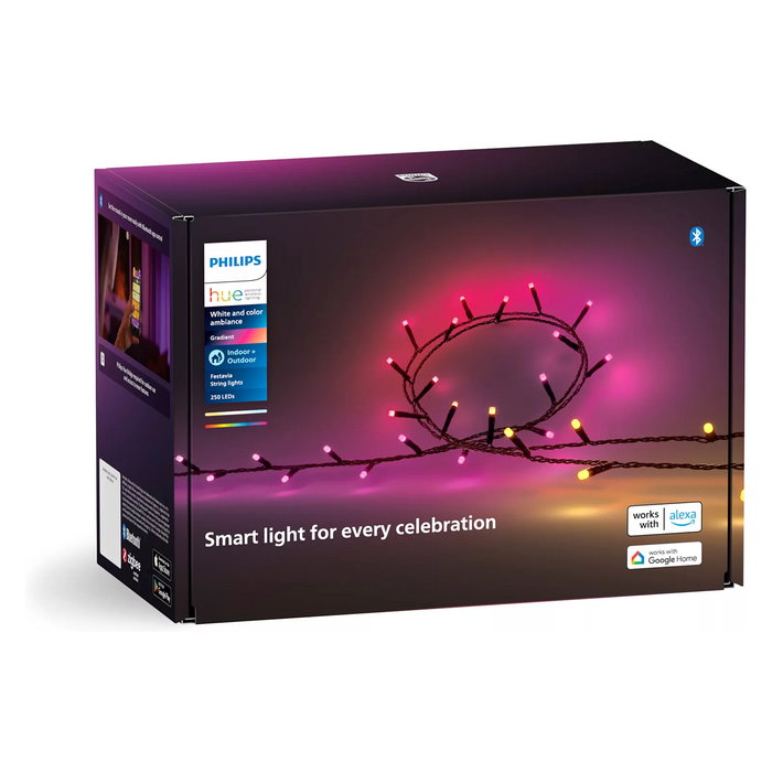 Philips Hue White and Color ambiance Festavia - Guirnalda de luces inteligente con 250 LEDs, Bluetooth/Zigbee, compatible con Alexa, Google Assistant y Apple HomeKit