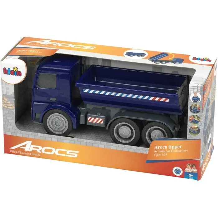 KLEIN Camión Volquete Mercedes Arocs 3803 - Escala 1:24 con Ruedas Blandas, Caja Basculante y Escotilla - Juguete para Mayores de 3 Años