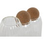 DKD Home Decor Set de 3 Botes de Borosilicato con Tapa de Corcho (1L/700ml/500ml)