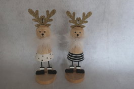 DKD Home Decor Figura de Reno MDF Surtida 6,5x6,5x21,5 cm