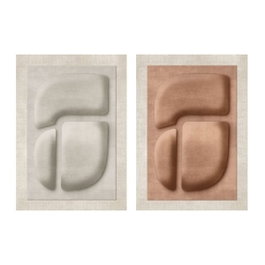 DKD Home Decor Set de 2 Cuadros Lienzo MDF Abstracto 3D 80x120 cm