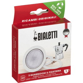 Bialetti Kit de Repuesto con 3 Juntas y 1 Filtro para Cafeteras de Aluminio
