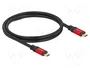 DeLOCK Cable USB4 USB Type-C a USB Type-C 20 Gbps 100 W 0,8 m Rojo/Negro