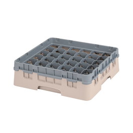 CAMBRO - 36S318-184 - Cesta de lavado 36 comp. 1 altura - 7,2 cm Ø máx. - alt. máx. 9,4 cm - 50 x 50 x 14,3 cm - Beige