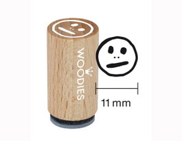 Woodies Sello mini de madera y caucho cara sonriente 15x25mm