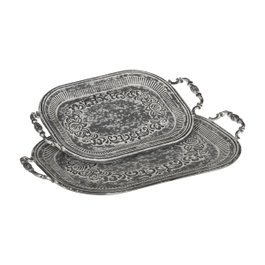 Ixia Pack de 2 Bandejas Decorativas de Metal Gris