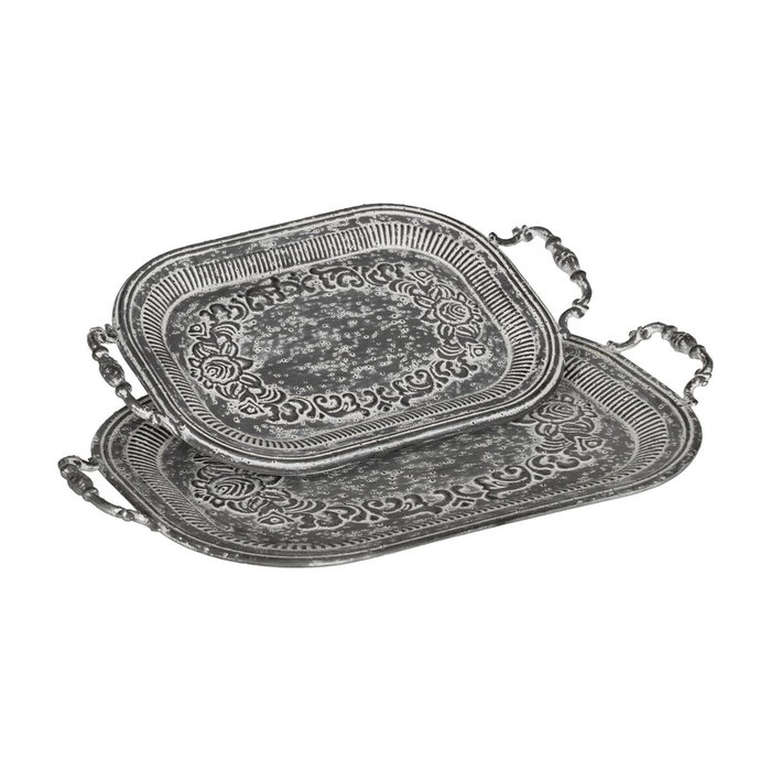 Ixia Pack de 2 Bandejas Decorativas de Metal Gris Ixia Pack de 2 Bandejas Decorativas de Metal Gris