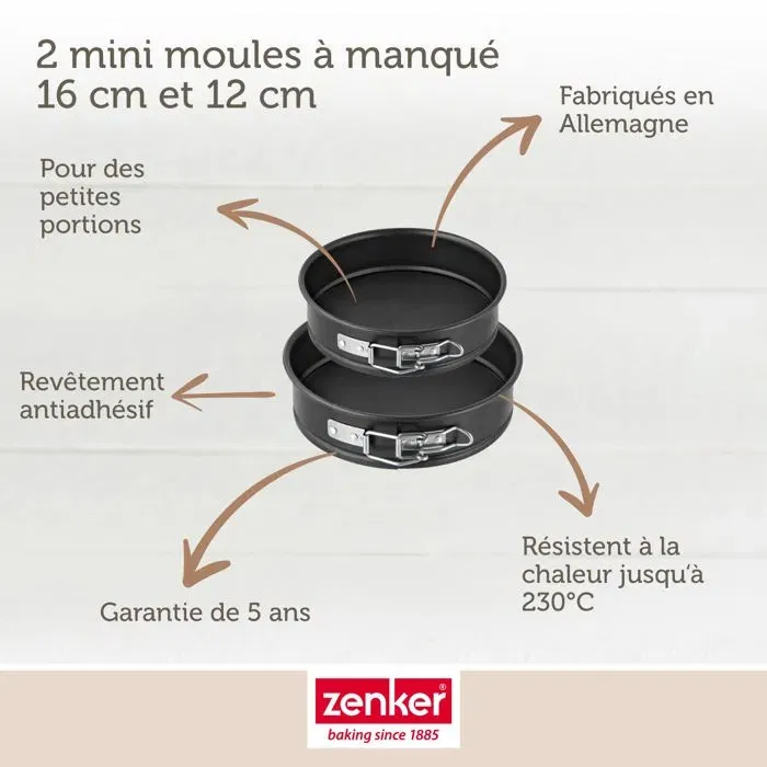 Zenker ZEN1700007735766 Juego de 2 Mini Moldes Desmontables Especial Mini - 12 y 16 cm