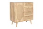 DKD Home Decor Buffet Scandi Rubberwood Ratan Metal Natural 35 x 78 x 73.5 cm con 4 Cajones y 1 Puerta