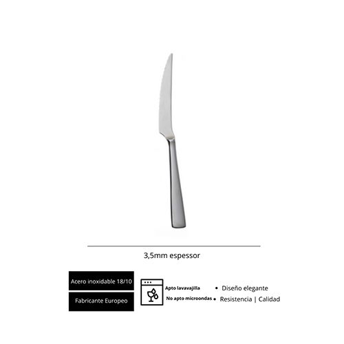 SUMMA CADI Cuchillo Chuletero 230 mm, Acero Inoxidable 18/10, Inox Lisa, Largo 230 mm (Set de 12)