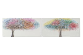 DKD Home Decor Cuadro Moderno Multicolor Árbol Lienzo y MDF 3 x 60 x 120 cm (2 Unidades)