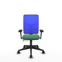 PIQUERAS Y CRESPO Silla de oficina Motilla con mecanismo Sincro/Traslack Verde esmeralda y Azul